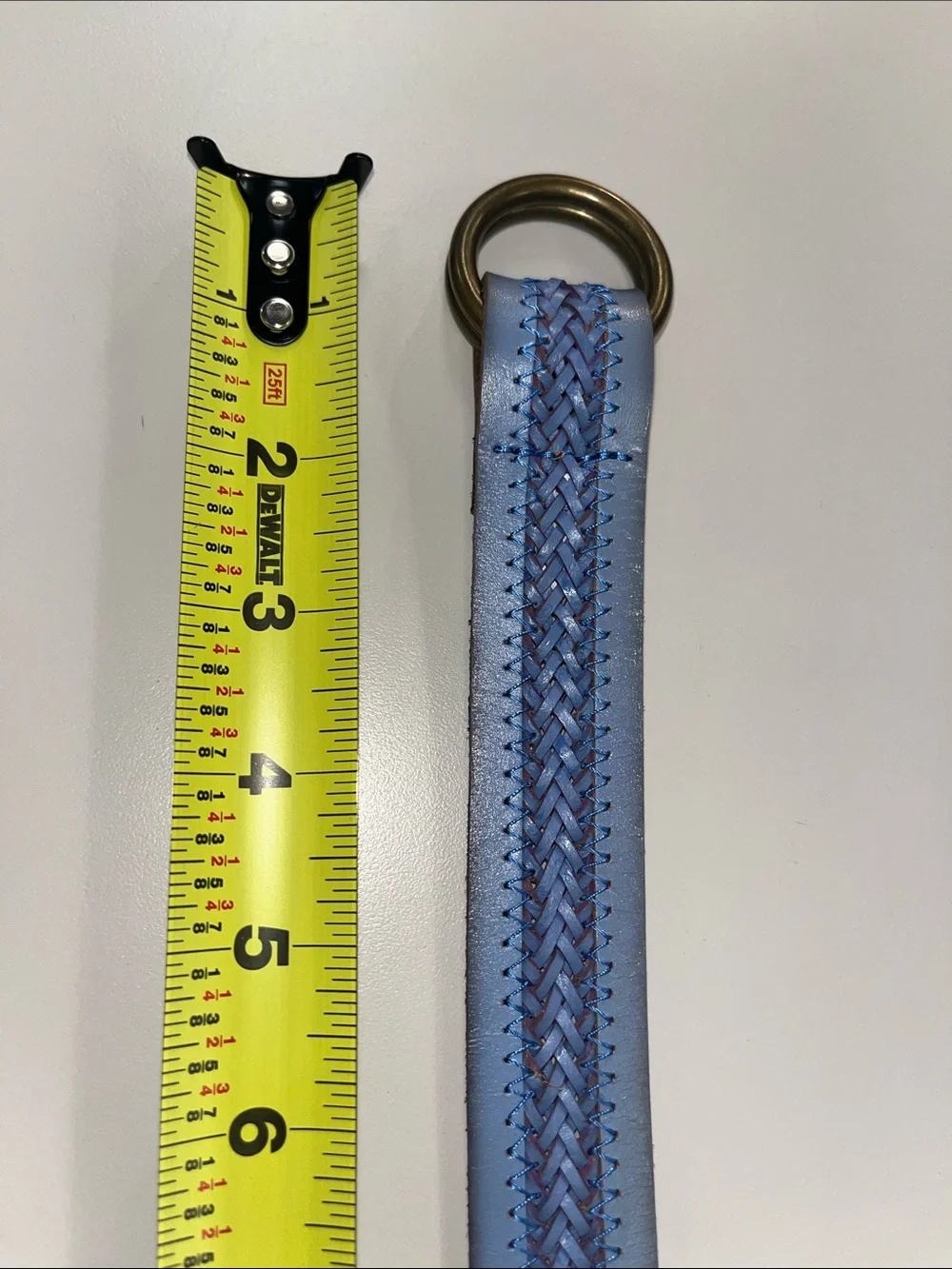 J. Crew Pale Blue Braided Leather Belt with Antique Brass Rings XS/S - Picture 8 of 13